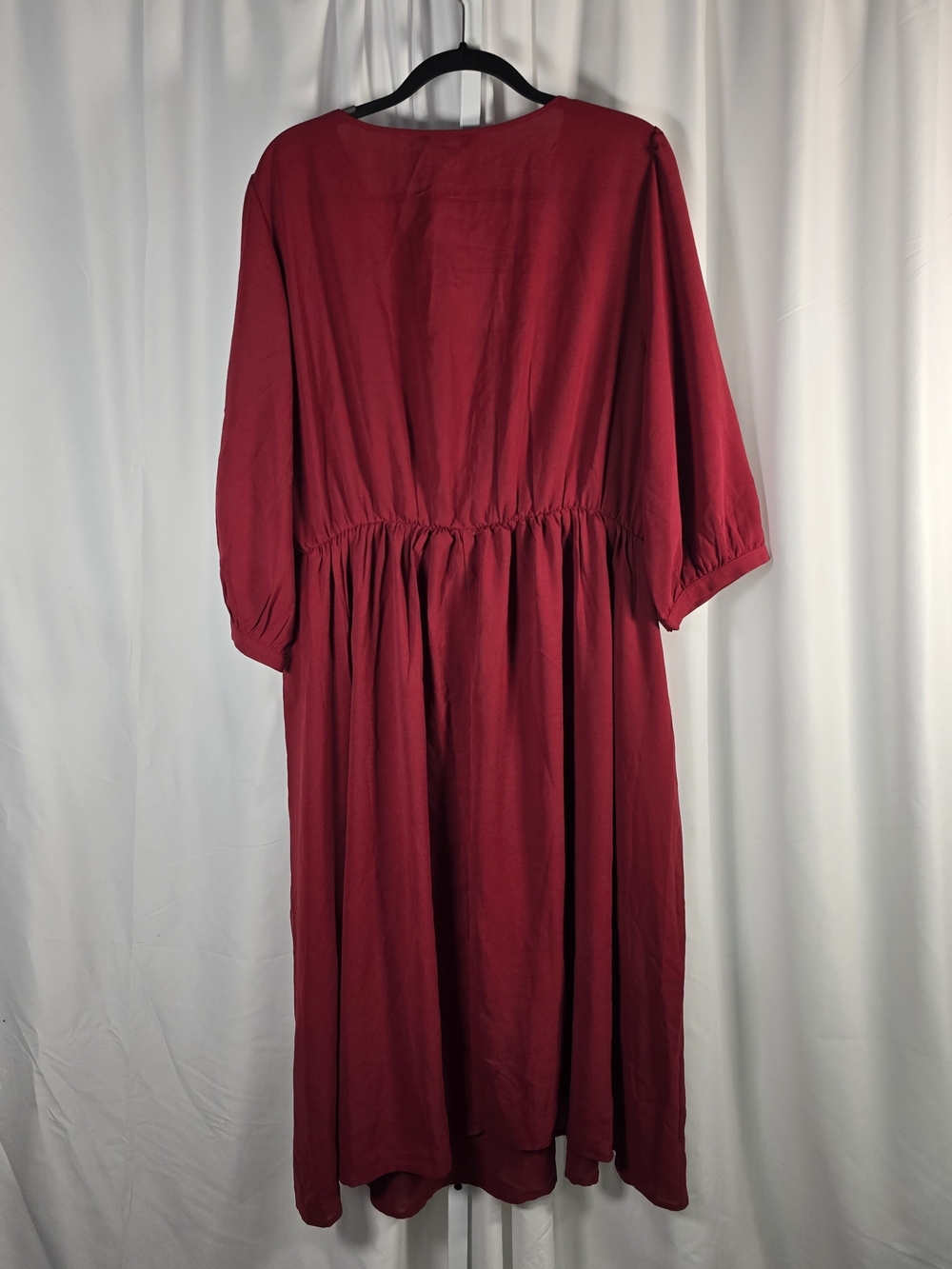 BloomChic Dress Womens Sz 18/20 (2xl) Red Semi Sheer 3/4 Sleeve With Pockets - Picture 2 of 8